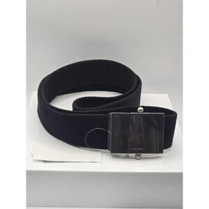 NWT JIL SANDER Mens Black Canvas Silver Buckle Adjustable Belt - Small Scratches